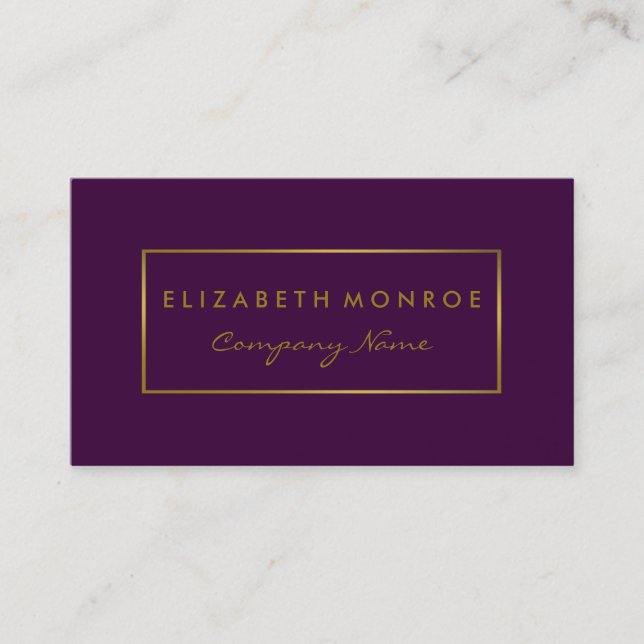Simple Purple & Gold Foil Effect Business Card (Front)