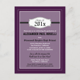 Simple Purple Graduation Postcard Announcement