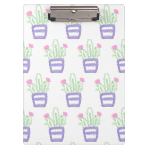 Simple purple green cactus glitter sparkle custo clipboard