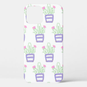 Simple purple green cactus glitter sparkle custom iPhone 12 case