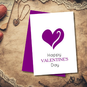 Simple Purple Heart Happy Valentine's Day Holiday Card