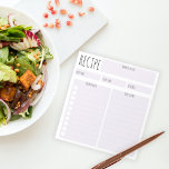 Simple Purple Lavender Blank Sheet Culinary Recipe Notepad<br><div class="desc">A simple and useful notepad for culinary recipes. A purple lavender design features blank areas where you can write down all the essential information. The text is fully customizable.</div>