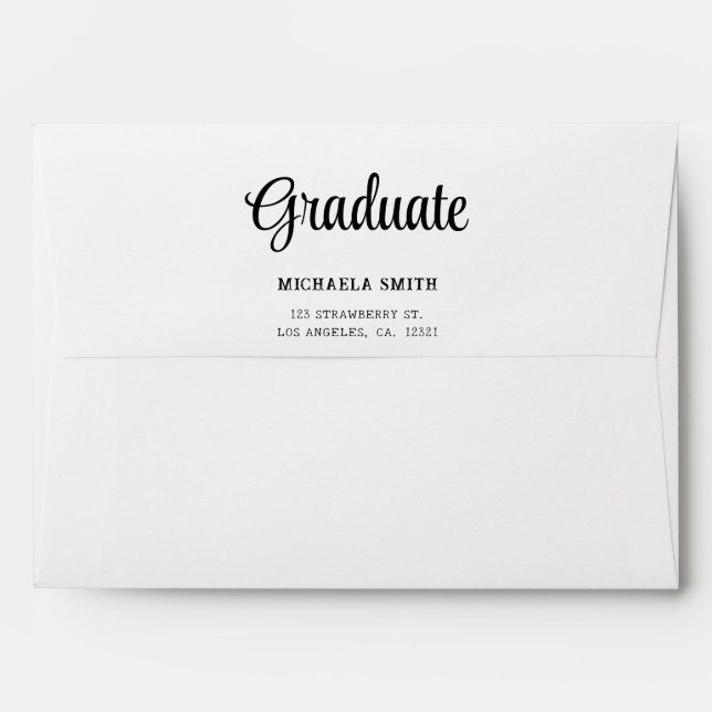 Simple Purple Math Pattern Return Address Graduate Envelope (Back (Top Flap))