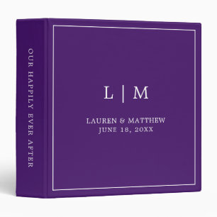 Simple Purple Monogram Elegant Wedding Binder