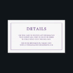 Simple Purple Monogram Elegant Wedding Enclosure Card<br><div class="desc">Simple small wedding enclosure card featuring a modern yet elegant design with your details surrounded by a thin border and your monogram on the back. All design elements are in purple and may be changed in the design editing tool. A chic and stylish design that is great for a minimalist...</div>