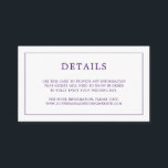 Simple Purple Monogram Elegant Wedding Enclosure Card<br><div class="desc">Simple small wedding enclosure card featuring a modern yet elegant design with your details surrounded by a thin border and your monogram on the back. All design elements are in purple and may be changed in the design editing tool. A chic and stylish design that is great for a minimalist...</div>