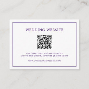 Simple Purple Monogram QR Code Elegant Wedding Enclosure Card