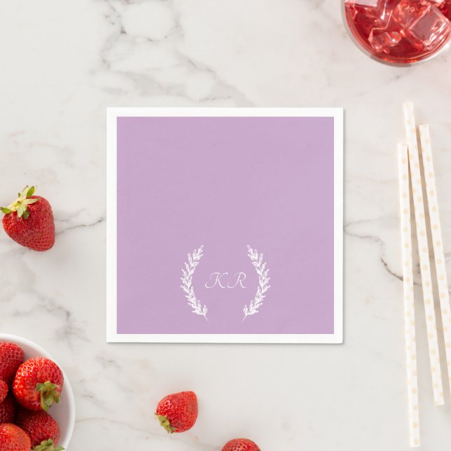 Simple Purple Monogram Wedding Napkin (Insitu)