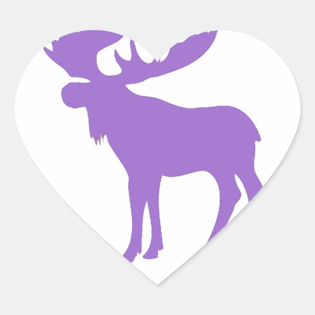 Simple purple moose symbol heart sticker (Front)