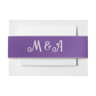 Simple Purple Ombre Monogram Invitation Belly Band