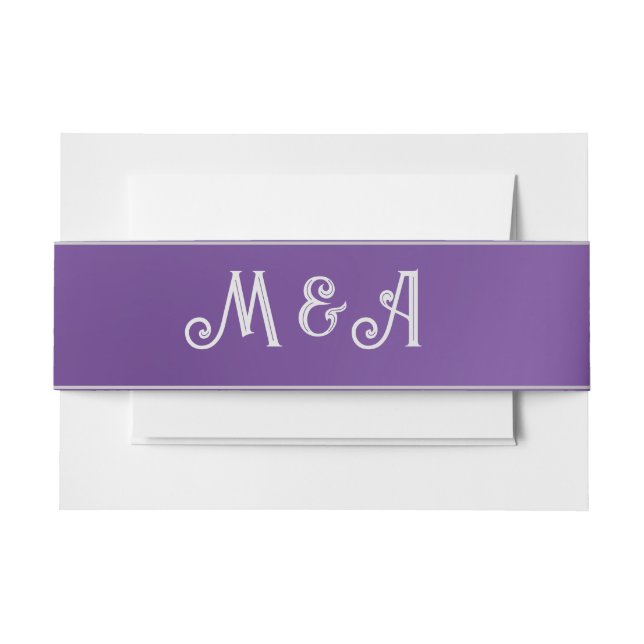  Simple Purple Ombre Monogram Invitation Belly Band (Front Example)