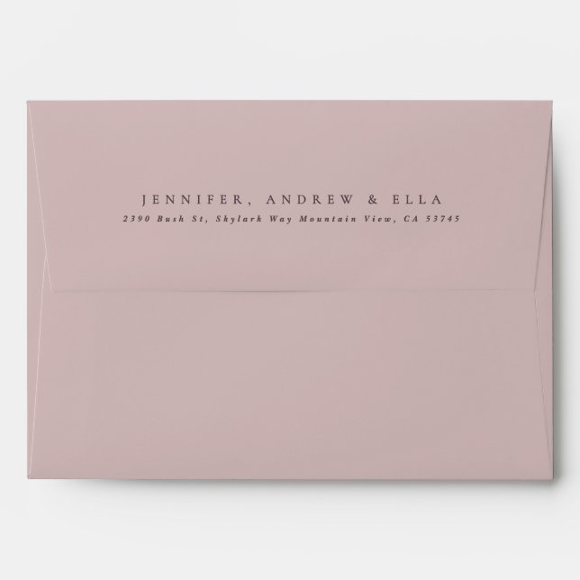 Simple Purple on Pink Taupe Baptism Invite Envelope (Back (Top Flap))