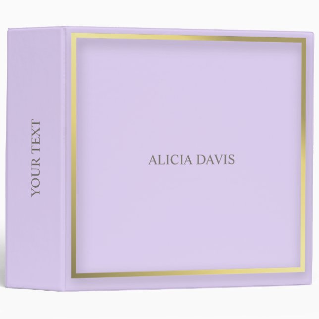 Simple Purple Pastel Golden Frame Binder (Front/Spine)