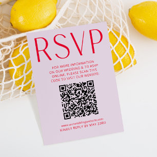 Simple Purple & Red RSVP Online QR code Card