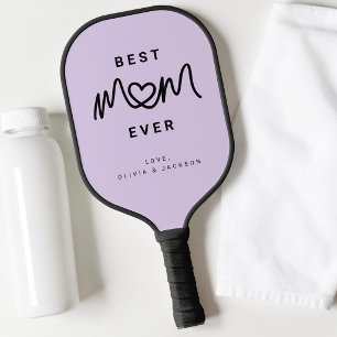 Simple Purple Script Cute Modern Best Mom Ever Pickleball Paddle
