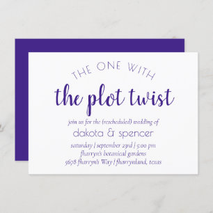 Simple Purple Script One with Wedding Plot Twist Invitation