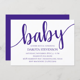 Simple Purple Script   Royal Grape Baby Shower Invitation