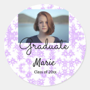 simple purple sparkle glitter graduate add your t classic round sticker