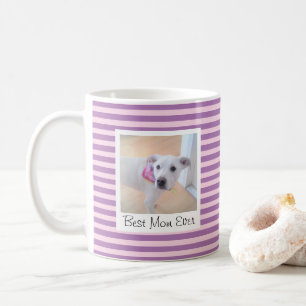 Simple Purple Striped Add Photo Best Mom Ever Coffee Mug
