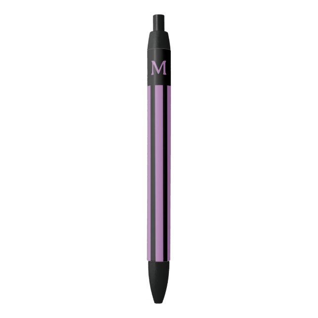 Simple Purple Striped Initial Black Ink Pen (Front Vertical)
