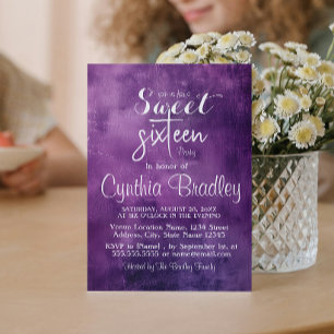 Simple Purple Sweet Sixteen Birthday Party Invitation