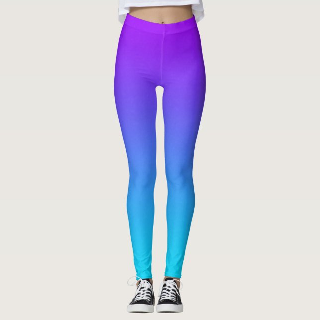 Simple Purple To Blue Gradient Leggings (Front)