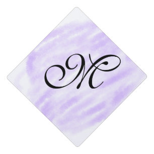 simple purple watercolor splashes pastel add name graduation cap topper