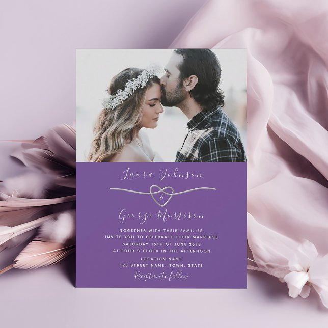 Simple Purple Wedding Photo Invitation (Creator Uploaded)