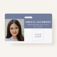 Simple Purple White Employee Photo ID Logo Barcode
