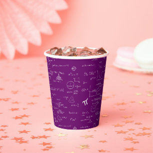 Simple Purple White Math Pattern Paper Cups