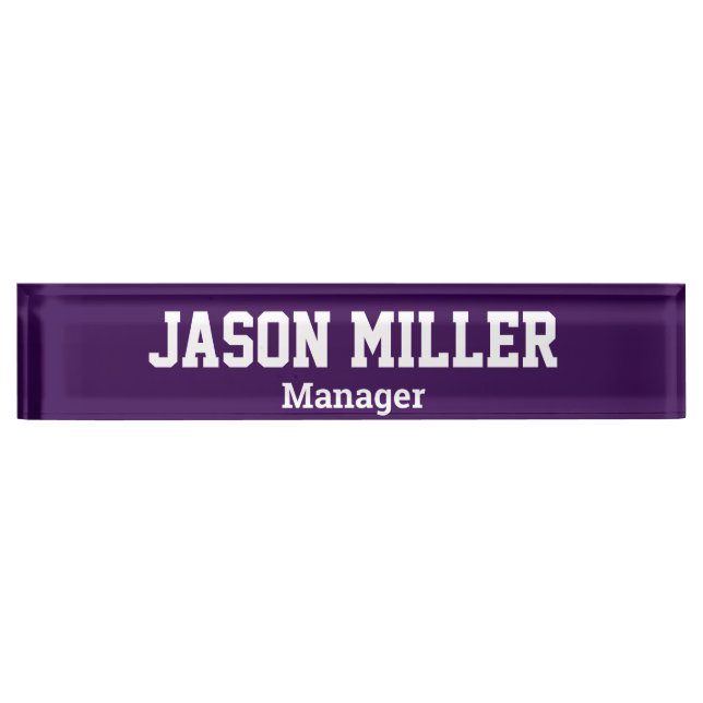 Simple Purple with White Lettering Nameplate (Front)