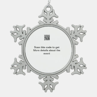 Simple Q R code scan business event template atext Snowflake Pewter Christmas Ornament