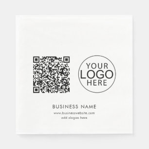 Simple QR Code and Business Logo Thank You Paper Napkin
