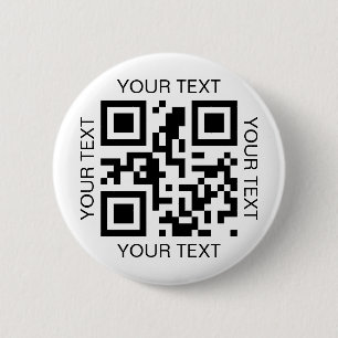 Simple QR Code and Custom Text Promotional 2 Inch Round Button