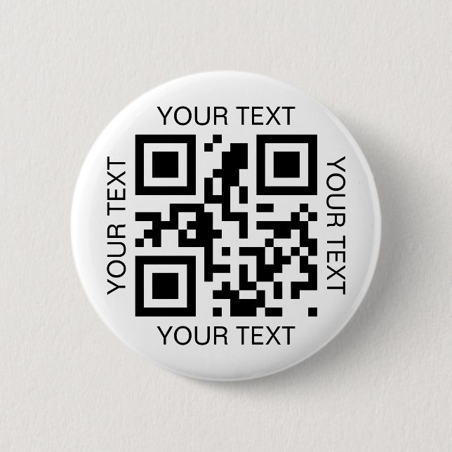 Simple QR Code and Custom Text Promotional 2 Inch Round Button (Front)