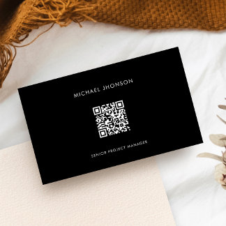 Simple QR Code Black & White Online Professional Business Card