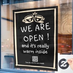 simple qr code coffee shop large window clings