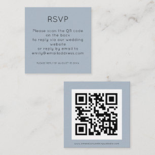 Simple QR Code Dusty Blue Wedding RSVP Enclosure