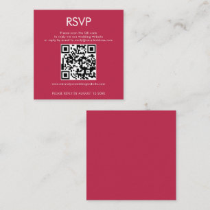 Simple QR Code Magenta Wedding RSVP Enclosure Card