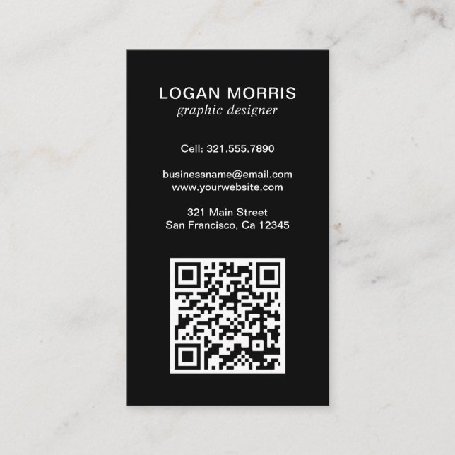 Simple QR Code Modern Business Card (Front)