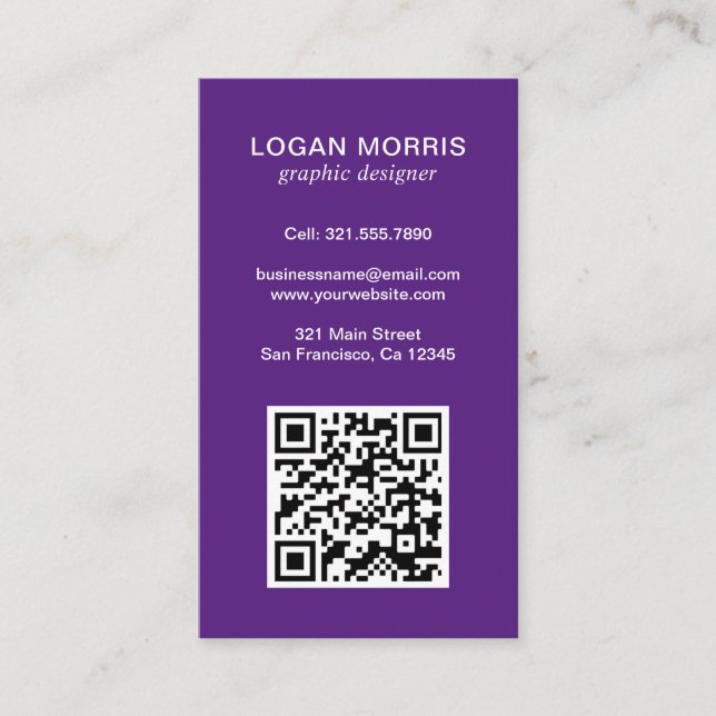 Simple QR Code Modern Business Card (Front)