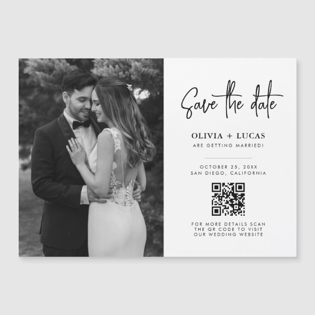 Simple QR Code Modern Photo Save the Date (Front)