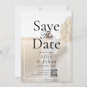 Simple QR Code Photo Wedding Save The Date