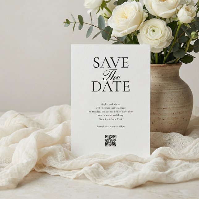 Simple QR Code Photo Wedding Save The Date (Créateur téléchargé)