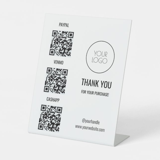 Simple QR Code Salon Business Pedestal Sign (Front)