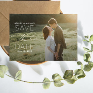 Simple QR Code Script Photo Wedding Save the Date Announcement
