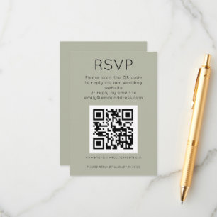 Simple QR Code Soft Sage Wedding RSVP Enclosure Card
