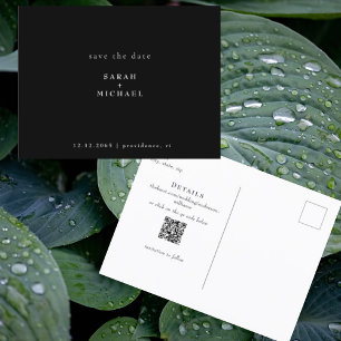 Simple QR Code Wedding B/W Save the Date Postcard