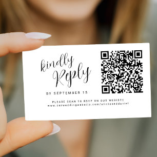 Simple QR code wedding website online RSVP Enclosure Card