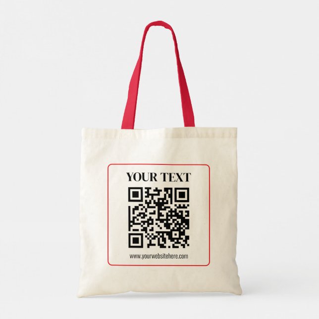 Simple QR code with Red Border Tote Bag (Back)